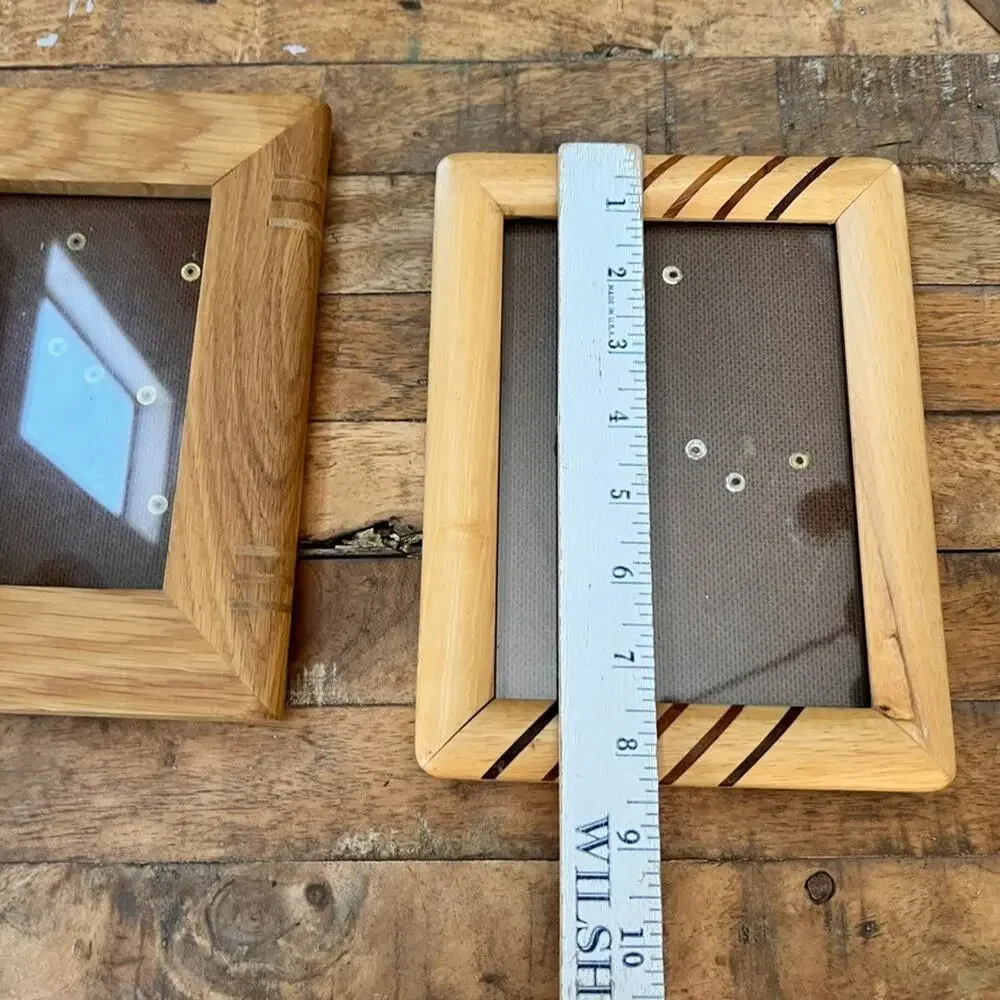 Handcrafted Wooden Inlay Design Picture Frames Set of 2 Modern Minimalist